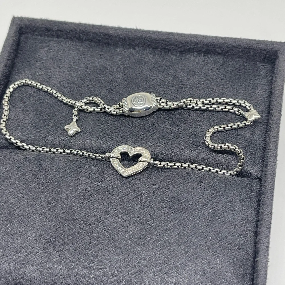 David Yurman Heart Station Bracelet with Diamonds - Picture 7 of 8
